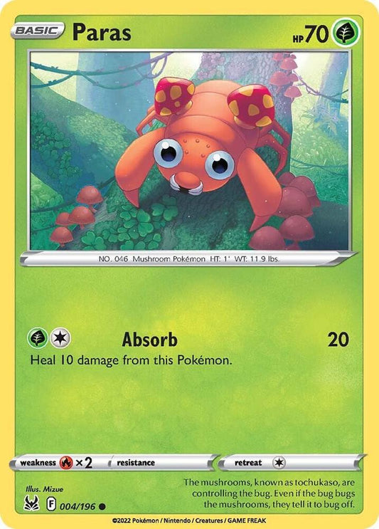 Pokemon SWSH11: Lost Origin Paras 004/196 Common
