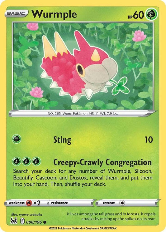 Pokemon SWSH11: Lost Origin Wurmple 006/196 Common Near Mint