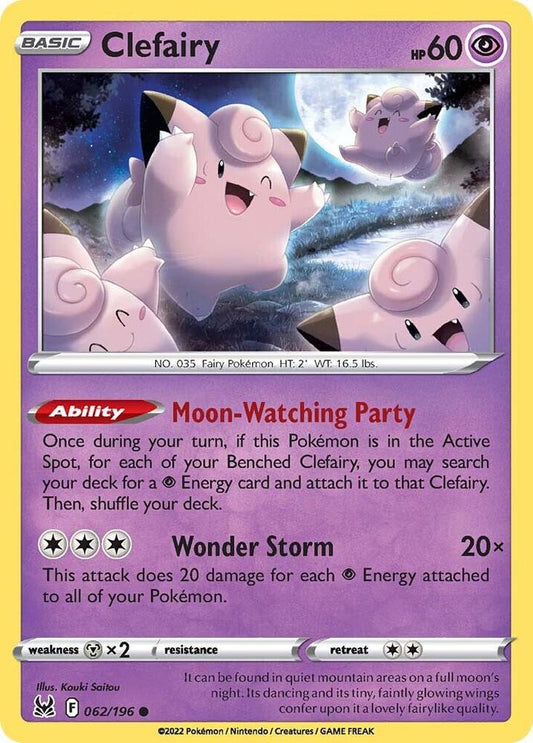 Pokemon SWSH11: Lost Origin Clefairy 062/196 Common Near Mint
