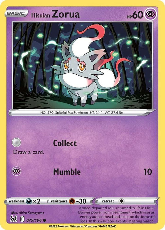 Pokemon SWSH11: Lost Origin Hisuian Zorua 075/196 Common