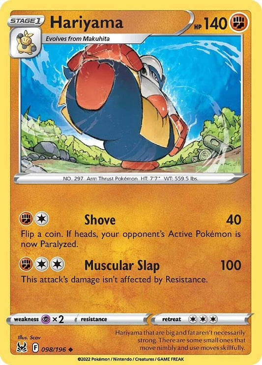 Pokemon SWSH11: Lost Origin Hariyama 098/196 Uncommon Near Mint