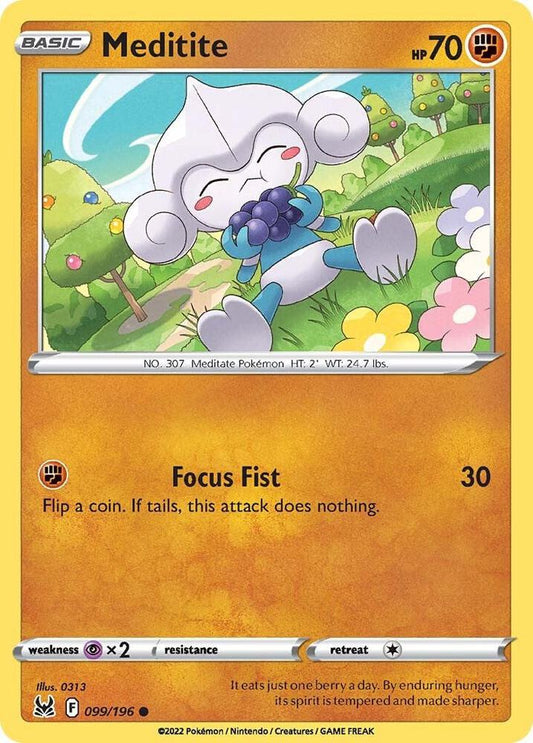 Pokemon SWSH11: Lost Origin Meditite 099/196 Common Near Mint