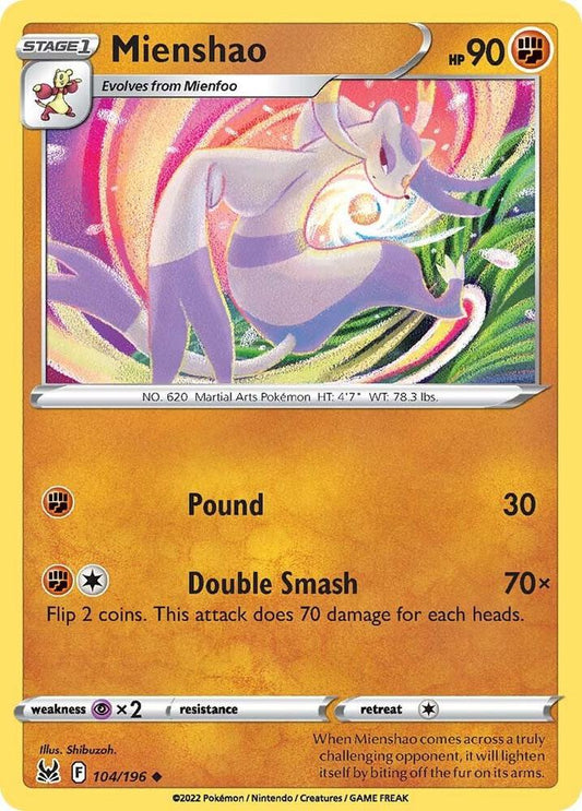 Pokemon SWSH11: Lost Origin Mienshao 104/196 Uncommon