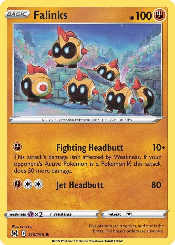 Pokemon SWSH11: Lost Origin Falinks 110/196 Common Near Mint