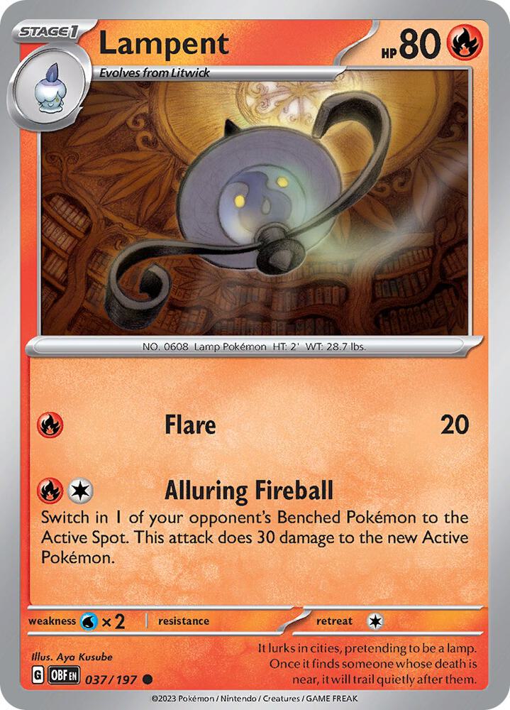 Pokemon SV03: Obsidian Flames Lampent Common 037/197