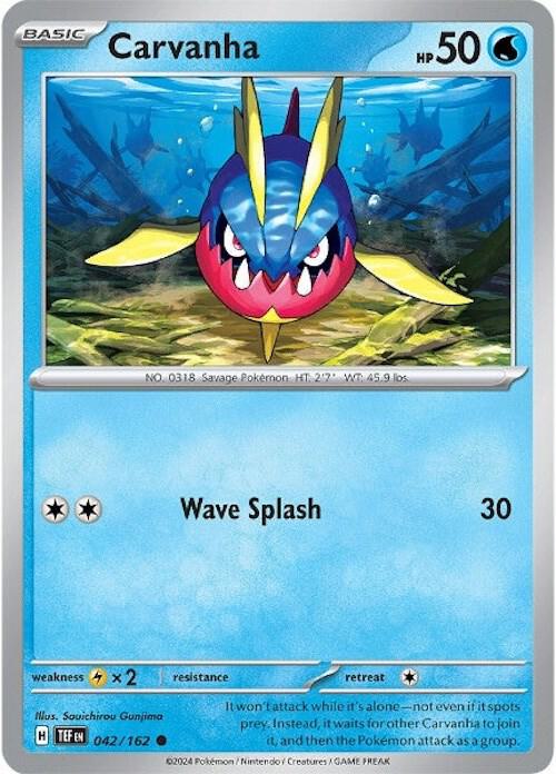 Pokemon SV05: Temporal Forces Carvanha Common 042/162