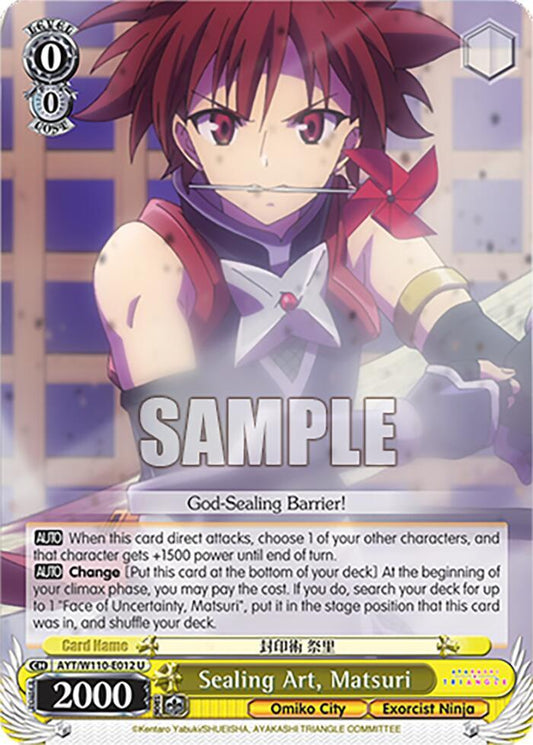 Weiss Schwarz Ayakashi Triangle Sealing Art, Matsuri AYT/W110-E012 U Uncommon Near Mint