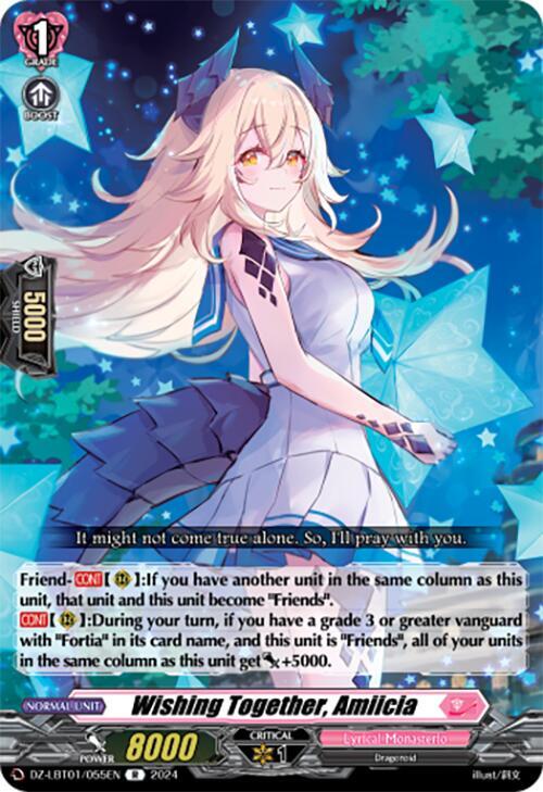 Cardfight Vanguard DZ-LBT01: Lyrical Monasterio Sparkling Stars! Wishing Together, Amiicia DZ-LBT01 / 055 EN Rare