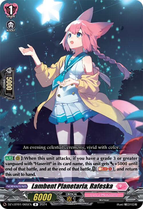 Cardfight Vanguard DZ-LBT01: Lyrical Monasterio Sparkling Stars! Lambent Planetaria, Rafeska DZ-LBT01 / 065 EN Rare
