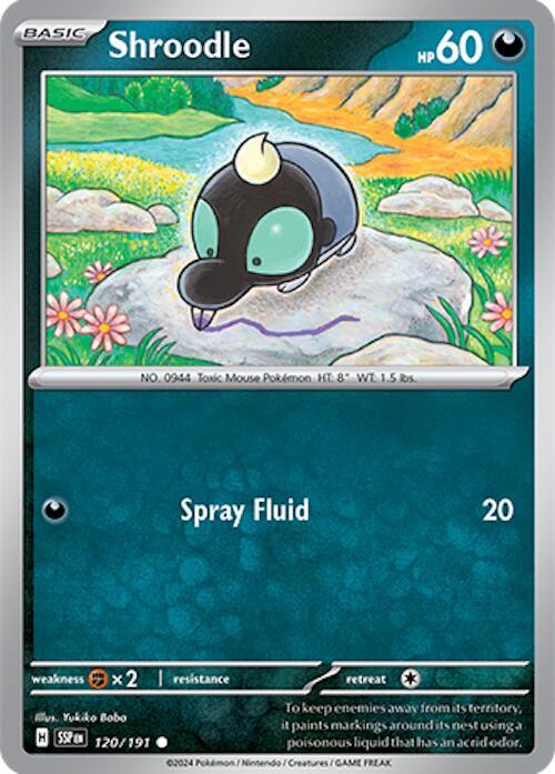Pokemon SV08: Surging Sparks Shroodle 120/191 Common Near Mint