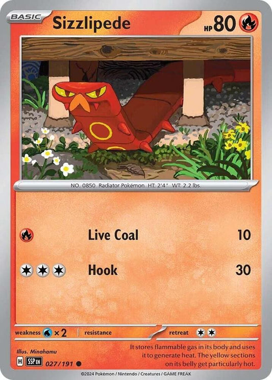 Pokemon SV08: Surging Sparks Sizzlipede 027/191 Common