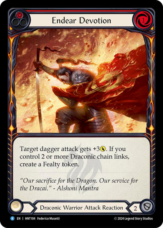 Flesh & Blood TCG The Hunted Endear Devotion (Red) HNT104 Rare Near Mint