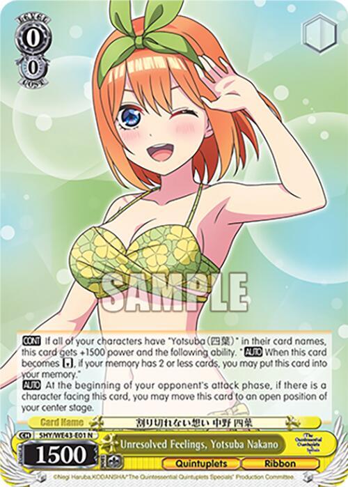Weiss Schwarz The Quintessential Quintuplets Specials Premium Booster Unresolved Feelings, Yotsuba Nakano 5HY / WE43-E01 Normal