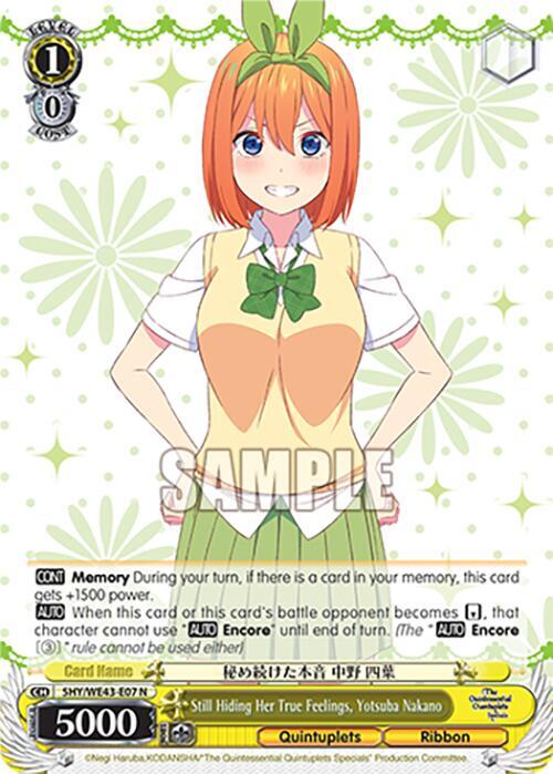 Weiss Schwarz The Quintessential Quintuplets Specials Premium Booster Still Hiding Her True Feelings, Yotsuba Nakano 5HY / WE43-E07 Normal