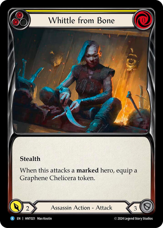 Flesh & Blood TCG The Hunted Whittle from Bone (Yellow) HNT021 Rare Rainbow Foil