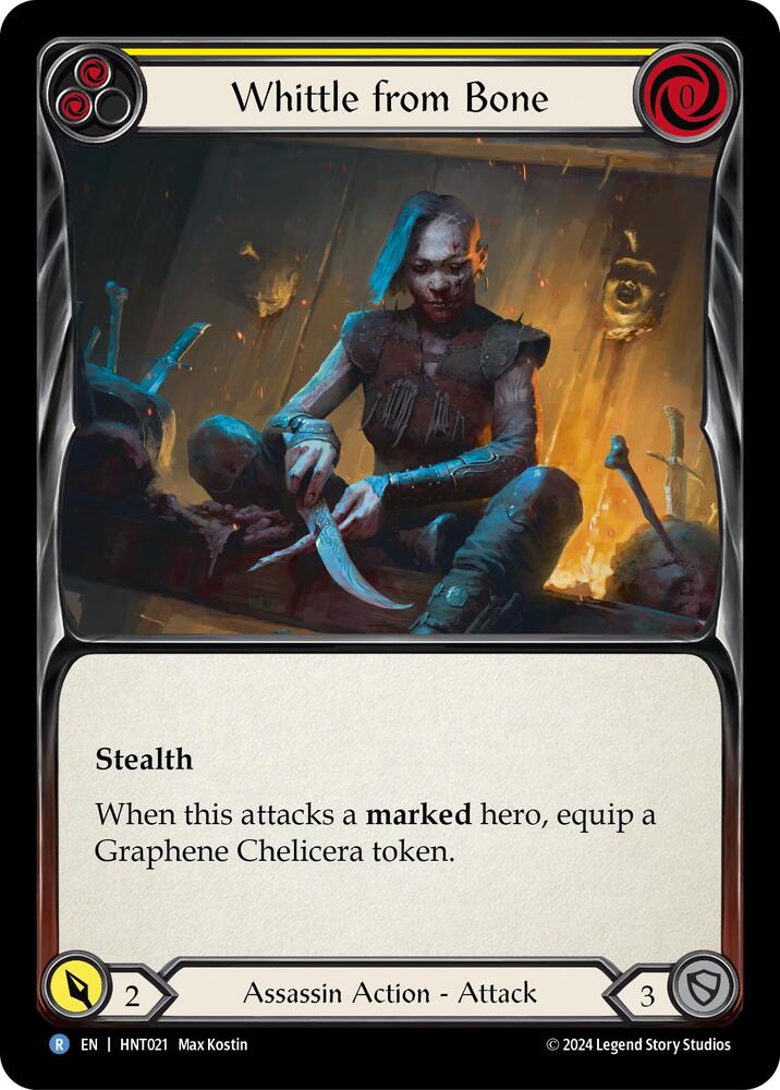 Flesh & Blood TCG The Hunted Whittle from Bone (Yellow) HNT021 Rare Near Mint Rainbow Foil