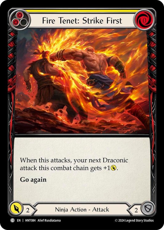 Flesh & Blood TCG The Hunted Fire Tenet: Strike First (Yellow) HNT084 Common