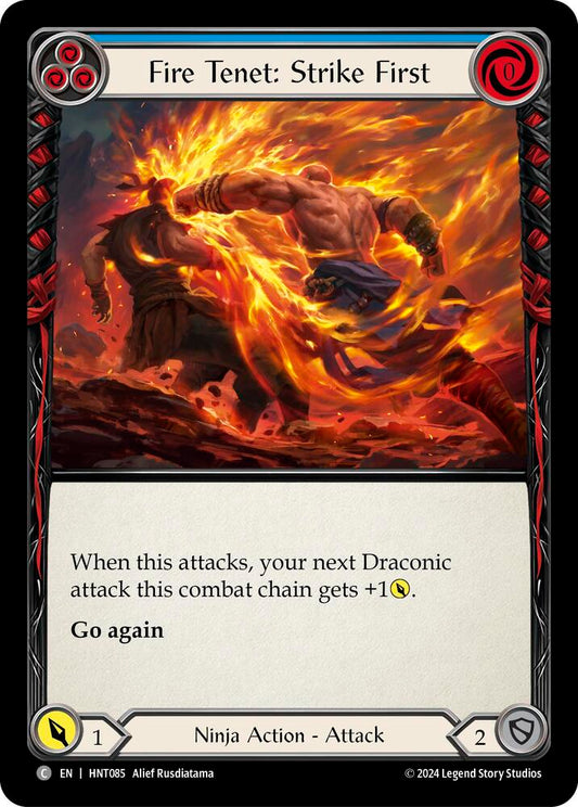 Flesh & Blood TCG The Hunted Fire Tenet: Strike First (Blue) HNT085 Common