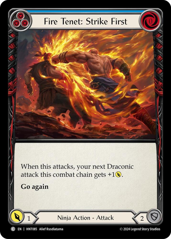 Flesh & Blood TCG The Hunted Fire Tenet: Strike First (Blue) HNT085 Common Near Mint