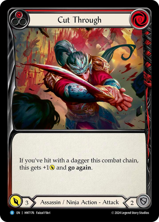 Flesh & Blood TCG The Hunted Cut Through (Red) HNT176 Rare Rainbow Foil