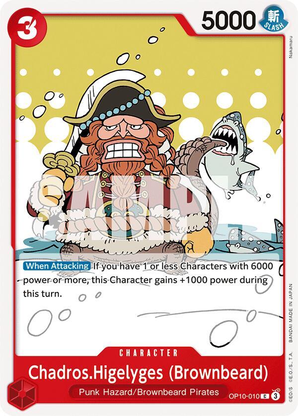 One Piece Card Game Royal Blood Chadros.Higelyges (Brownbeard) OP10-010 Common