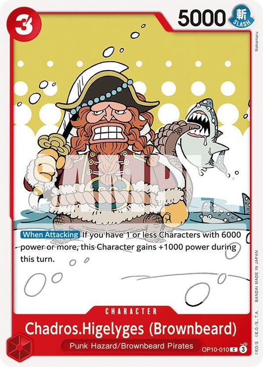 One Piece Card Game Royal Blood Chadros.Higelyges (Brownbeard) OP10-010 Common