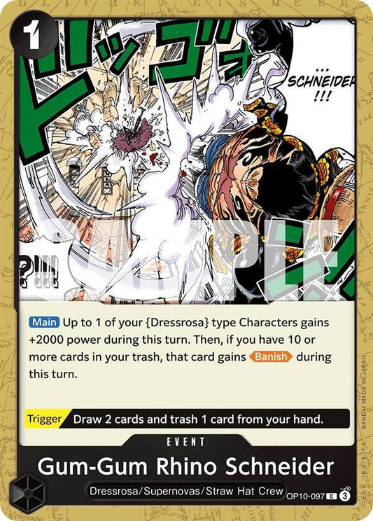 One Piece Card Game Royal Blood Gum-Gum Rhino Schneider OP10-097 Common