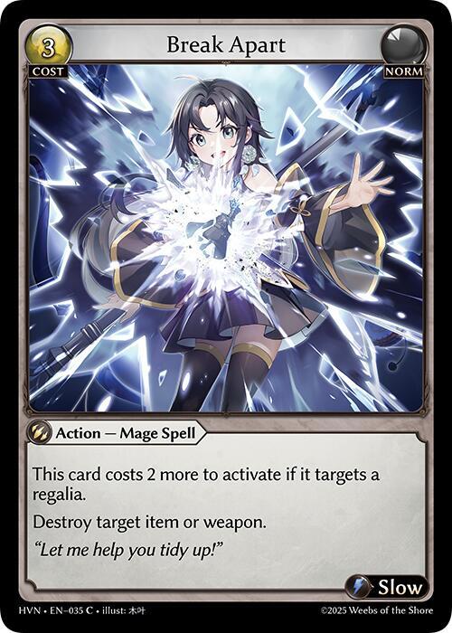 Grand Archive Abyssal Heaven Break Apart 035 Common Near Mint