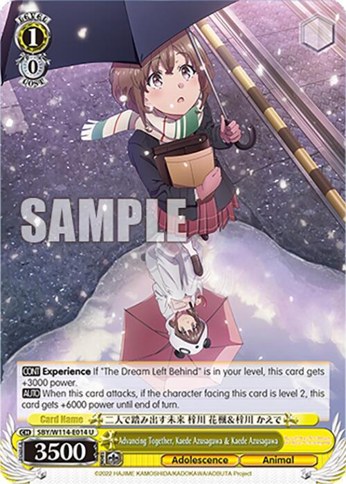 Weiss Schwarz Rascal Does Not Dream Series Advancing Together, Kaede Azusagawa & Kaede Azusagawa SBY / W114-E014 Uncommon