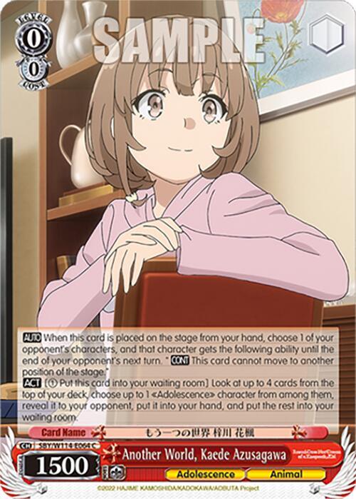 Weiss Schwarz Rascal Does Not Dream Series Another World, Kaede Azusagawa SBY / W114-E064 Common