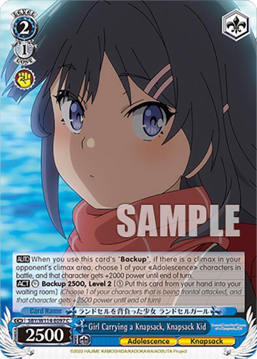Weiss Schwarz Rascal Does Not Dream Series Girl Carrying a Knapsack, Knapsack Kid SBY/W114-E097 C Common Near Mint