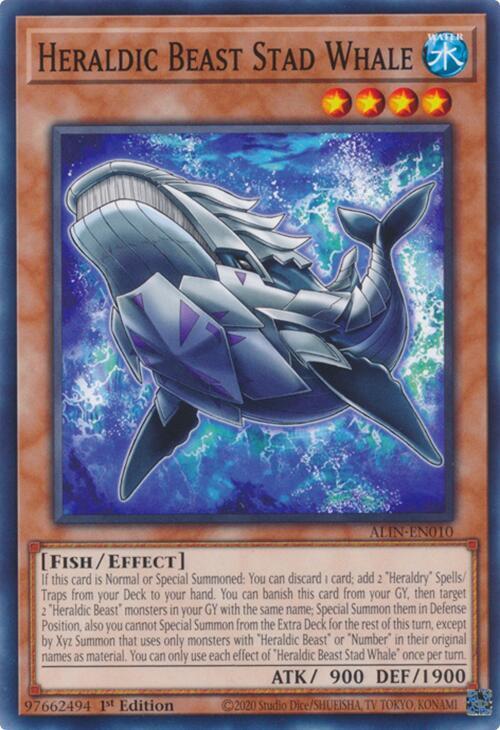 YuGiOh Alliance Insight Heraldic Beast Stad Whale ALIN-EN010 Common 1st Edition
