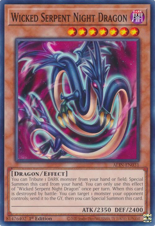 YuGiOh Alliance Insight Wicked Serpent Night Dragon ALIN-EN031 Common 1st Edition