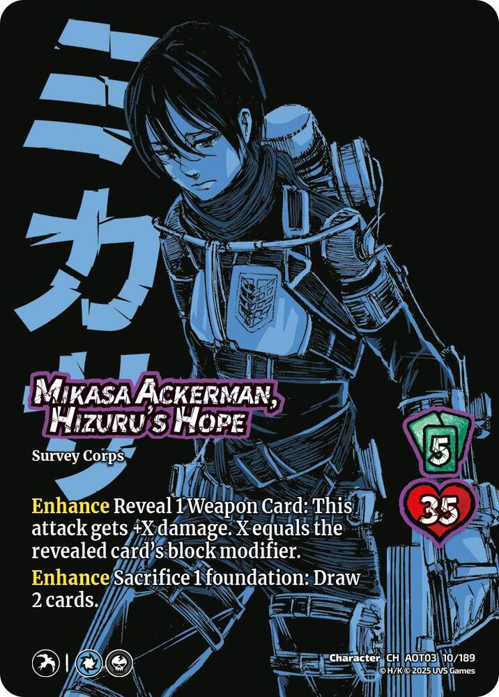 UniVersus Attack on Titan: Apocalypse Mikasa Ackerman, Hizuru's Hope 10/189 Character Near Mint