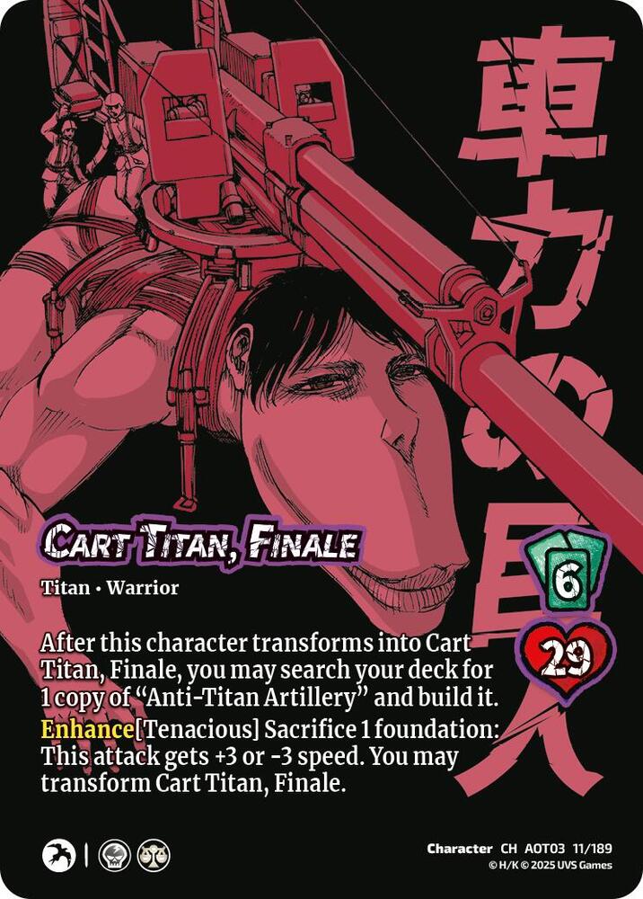 UniVersus Attack on Titan: Apocalypse Pieck Finger, Panzer Unit Cartman // Cart Titan, Finale 11/189 Character