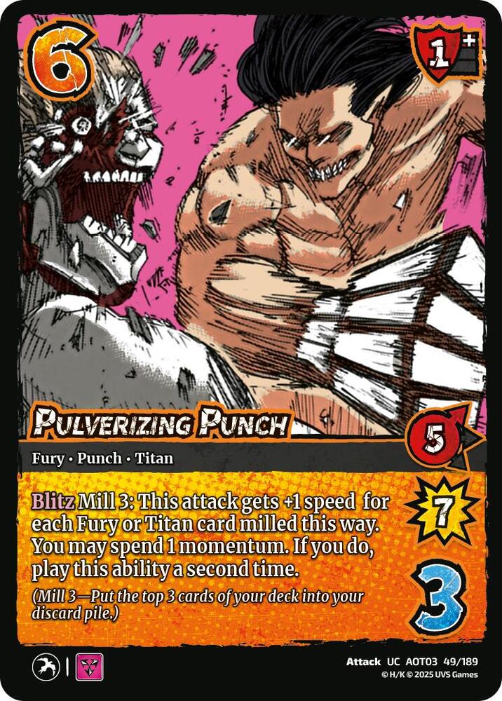 UniVersus Attack on Titan: Apocalypse Pulverizing Punch 49/189 Uncommon Near Mint