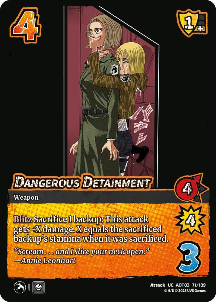 UniVersus Attack on Titan: Apocalypse Dangerous Detainment 71/189 Uncommon Near Mint