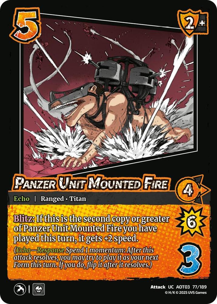 UniVersus Attack on Titan: Apocalypse Panzer Unit Mounted Fire 77/189 Uncommon Near Mint