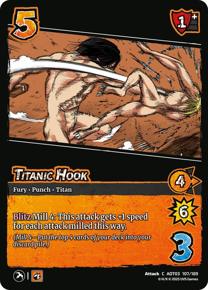 UniVersus Attack on Titan: Apocalypse Titanic Hook 107/189 Common Near Mint