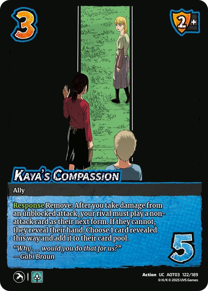 UniVersus Attack on Titan: Apocalypse Kaya's Compassion 122/189 Uncommon Near Mint
