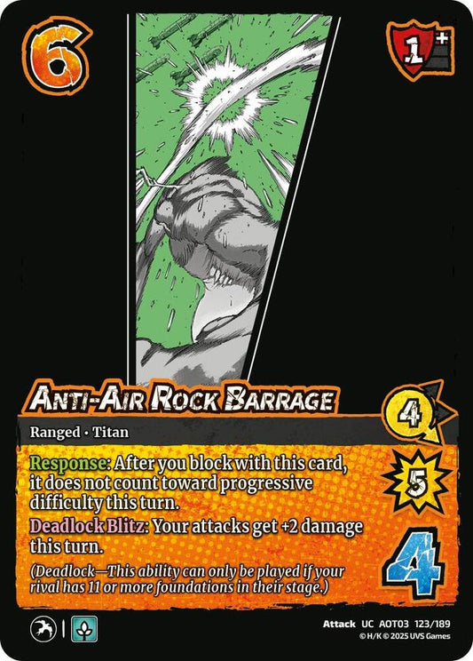 UniVersus Attack on Titan: Apocalypse Anti-Air Rock Barrage 123/189 Uncommon Near Mint