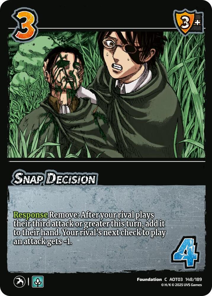 UniVersus Attack on Titan: Apocalypse Snap Decision 148/189 Common Near Mint