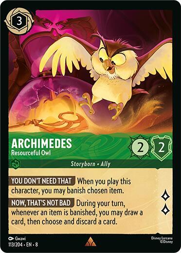 Lorcana TCG Reign of Jafar Archimedes - Resourceful Owl 113/204 Rare