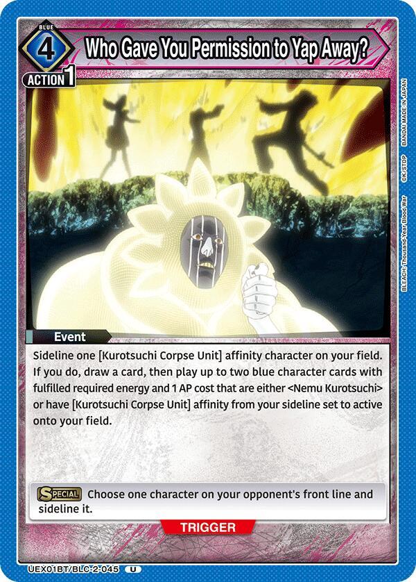 Union Arena UEX01BT: BLEACH: Thousand-Year Blood War Vol.2 Who Gave You Permission to Yap Away? UEX01BT/BLC-2-045 Uncommon Near Mint