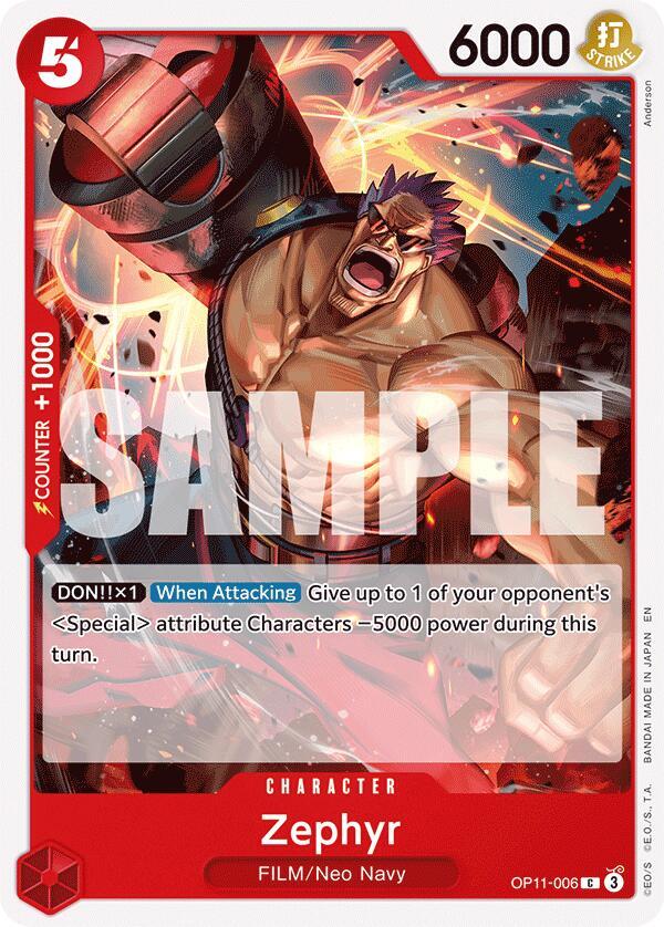 One Piece Card Game A Fist of Divine Speed Zephyr OP11-006 Common