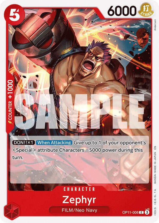 One Piece Card Game A Fist of Divine Speed Zephyr OP11-006 Common