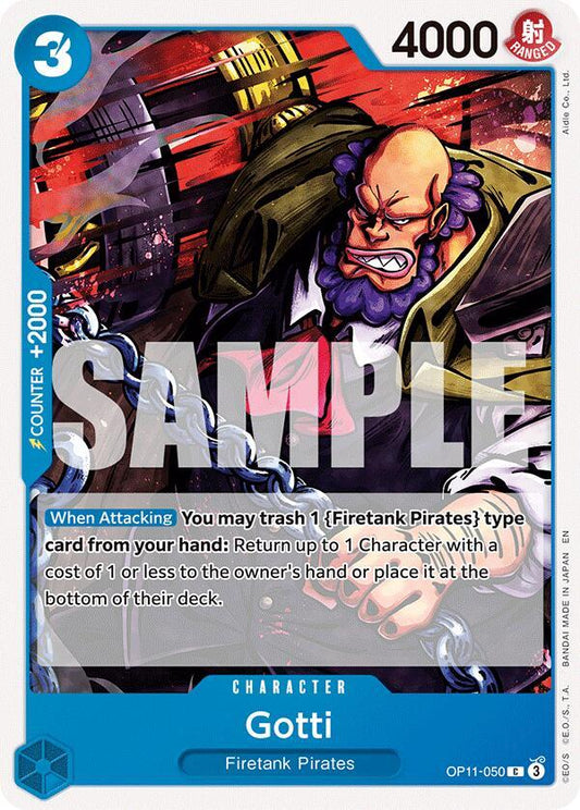One Piece Card Game A Fist of Divine Speed Gotti OP11-050 Common