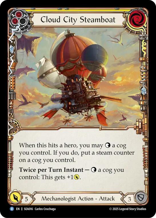 Flesh & Blood TCG High Seas Cloud City Steamboat (Yellow) SEA016 Rare Near Mint
