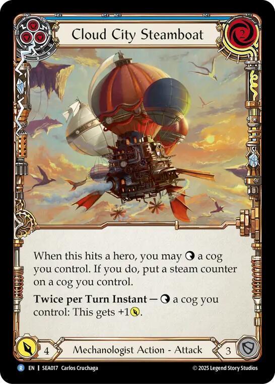 Flesh & Blood TCG High Seas Cloud City Steamboat (Blue) SEA017 Rare Near Mint