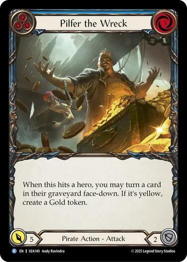 Flesh & Blood TCG High Seas Pilfer the Wreck (Blue) SEA140 Rare Near Mint Rainbow Foil